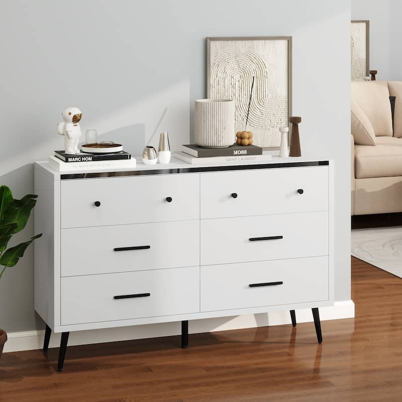 Moasis Modern 6/7 Drawer Chest Drawers Furniture Storage Cabinet For Bedroom Living Room - White-6 Drawer