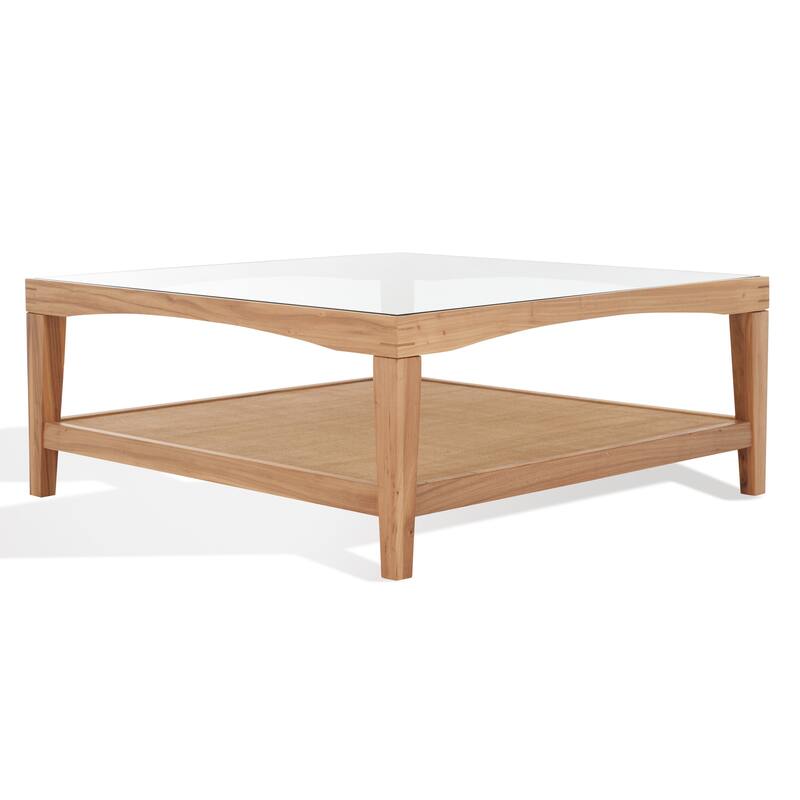 SAFAVIEH Couture Nicolella Solid Wood/Glass Top Square Coffee Table - 40"W x 40"D x 17"H
