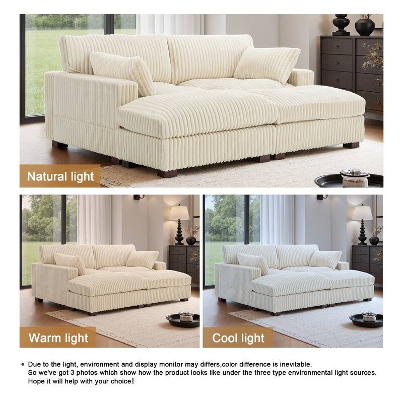 80"W Plush Modular Sectional Sofa with Pillows for Living Room