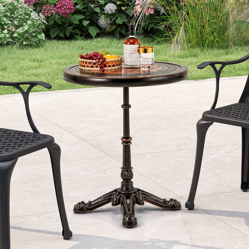 Costway 32" Patio Dining Table with 1.6" Umbrella Hole & Lid DPC - Bronze - See Details