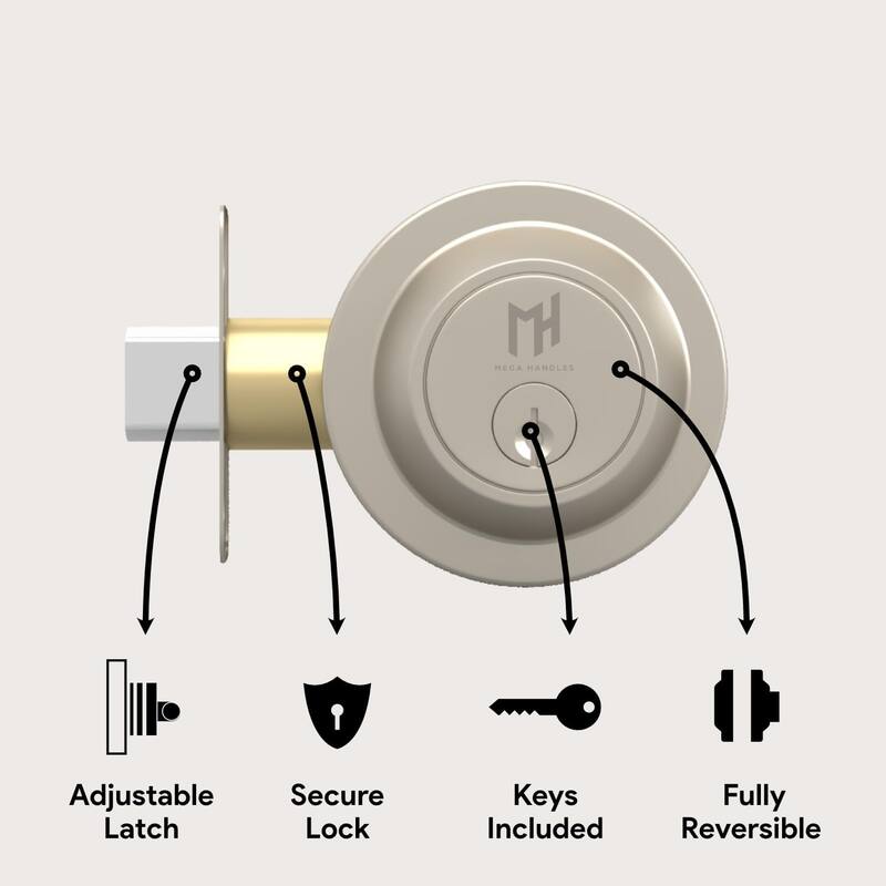 Mega Handles RONN Round Single Cylinder Keyed Deadbolt | Reversible Entry Deadbolt Lock