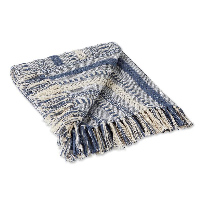 DII Braided Stripe Decorative Throw - French Blue Braided