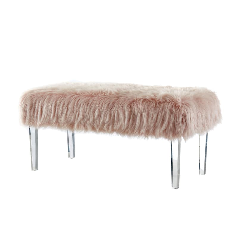 Andral Contemporary Faux Fur Upholstery Entryway Bench by Silver Orchid
