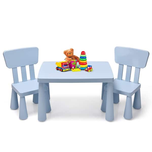 slide 2 of 19, Kids Table and Chair Set, Plastic Children Activity Table and 2 Chairs for Art Craft, Easy-Clean Tabletop