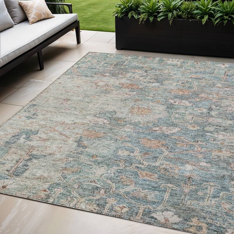 HomeRoots Oriental Traditional Rectangle Outdoor Rug - 5' X 8'