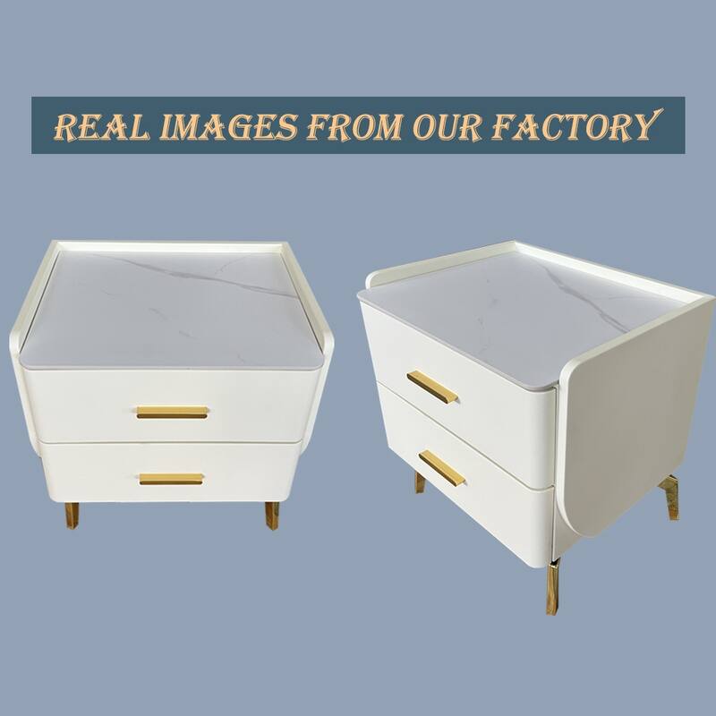 20" Modern Bedroom Nightstand with 2 Drawers, Bedside End Tables