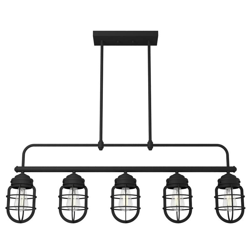 Hunter Starklake 5-Light Linear Chandelier - Kitchen Island, Dining Room - Industrial - Modern Farmhouse, Cage Design