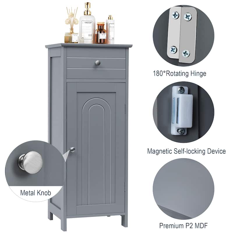 Costway Bathroom Floor Cabinet Storage Organizer Free-Standing with