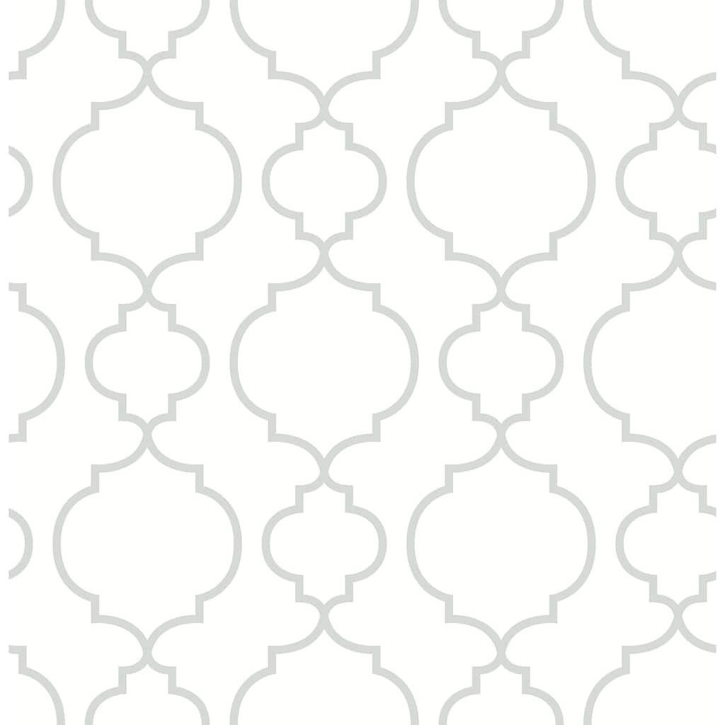A-Street Prints Desiree White Quatrefoil Wallpaper