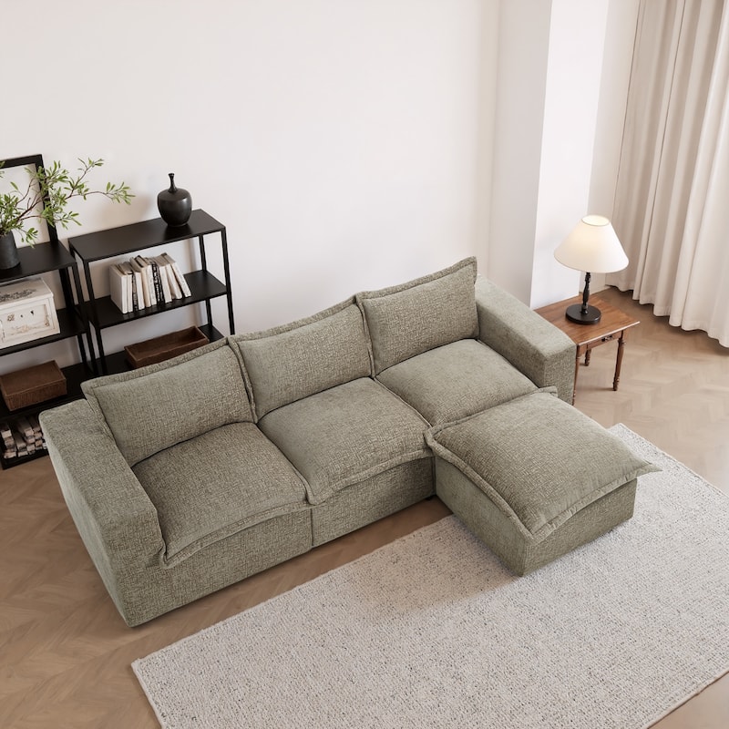Comfy Cloud Chenille Upholstered Sectional Sofa with Pillow-Top Cushion