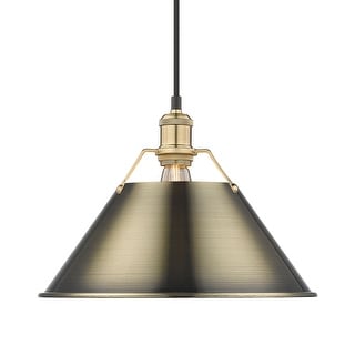 Yep by Golden Lighting Orwell 1-light 14in Pendant in Brushed Champagne Brass and Aged Brass shade - Gold