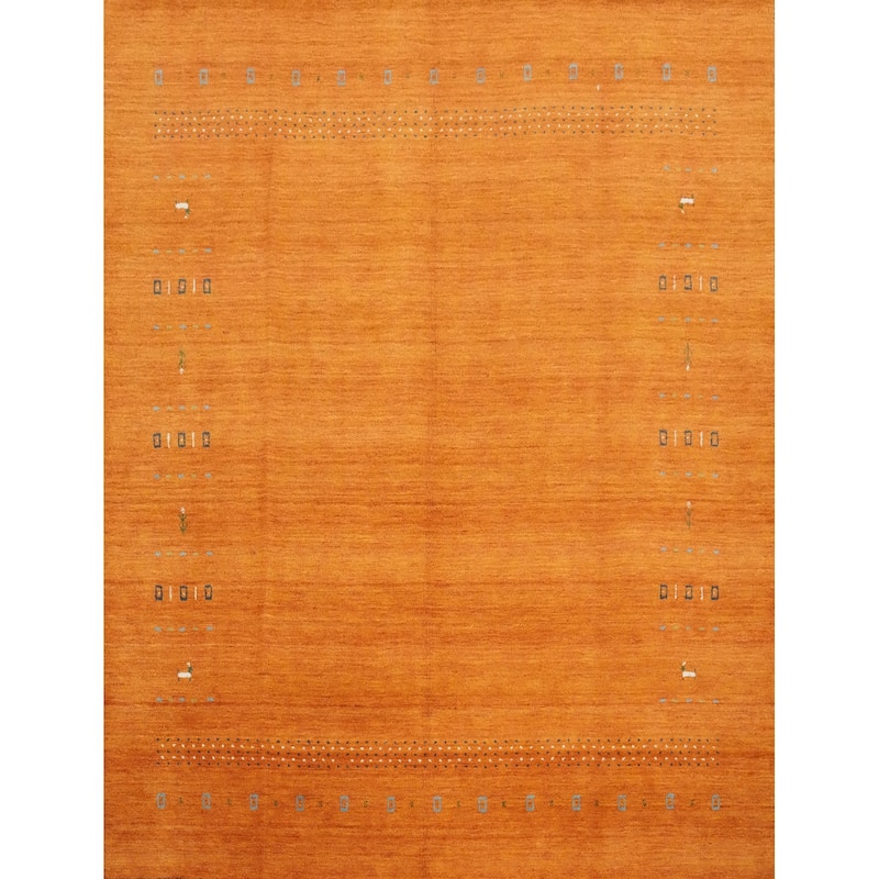 Hand Knotted Oriental 100% Wool Carpet Tribal Animal Pictorial Oranges & Rust Gabbeh Area Rug - 8' 0'' X 7' 11''