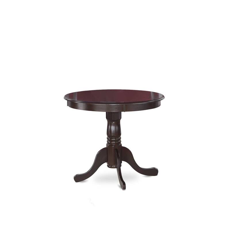 HomeStock 5-Piece Round Cappuccino Finish Solid Wood Top Dining Table with 4 Parson Chair with Lattice Back