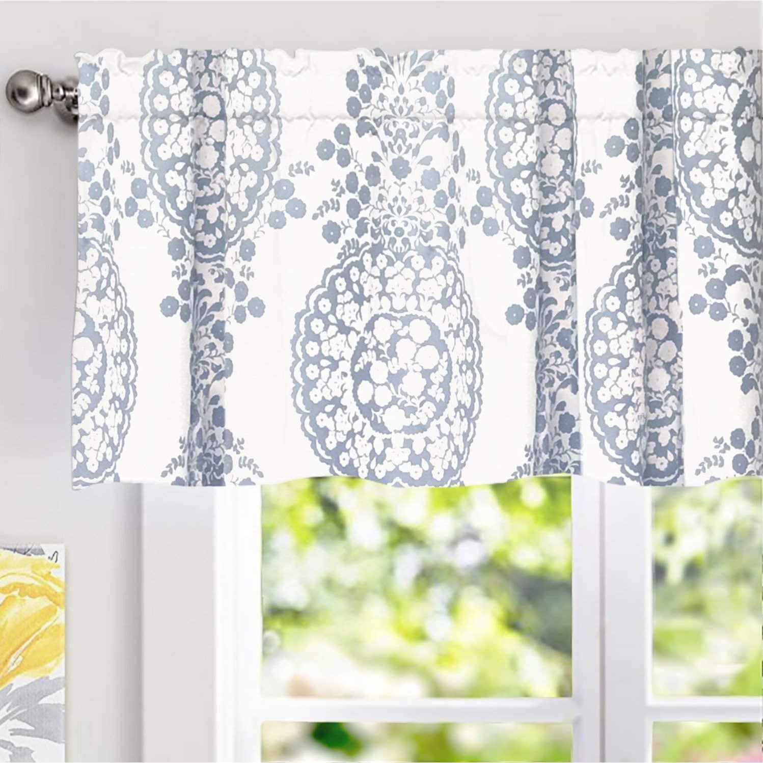 DriftAway Samantha Floral Damask Medallion Pattern Valance Rod Pocket