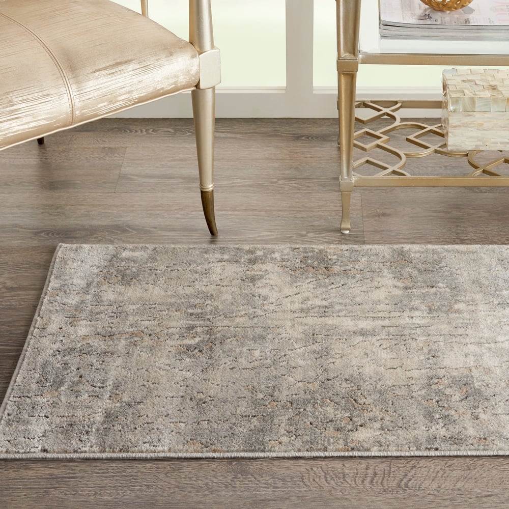 Nourison Concerto Distressed Abstract Beige Grey Area Rug