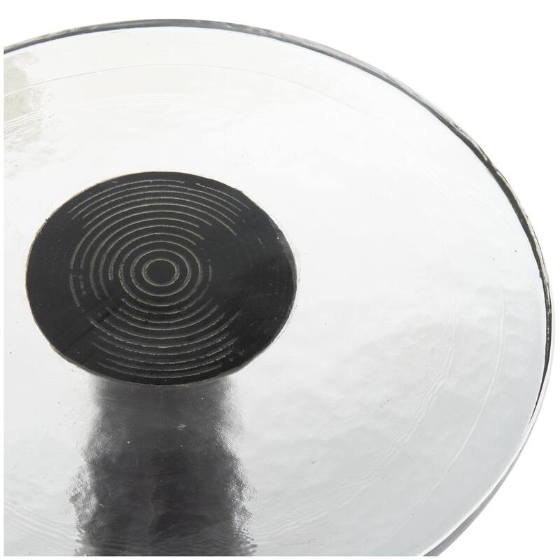 Aluminum Metal Geometric Cone Accent Table with Textured Glass Tabletop - Black or Gold - Roche River Decor
