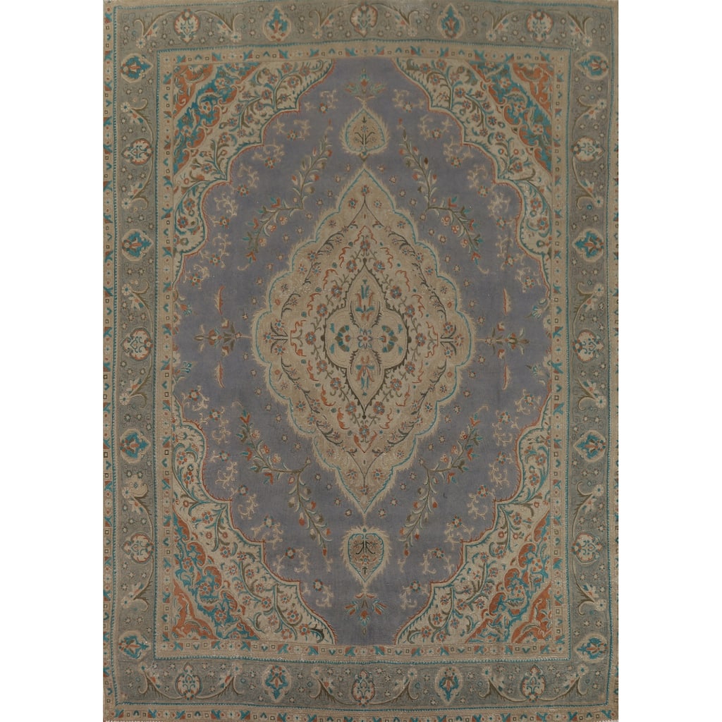 Tabriz Persian Vintage Area Rug Handmade Wool Carpet - 9'6" x 13'0"