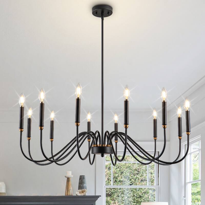 12-Light Candle Chandelier Dimmable Classic/ Traditional Chandelier for Living Room
