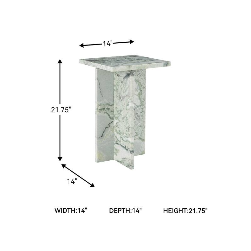 Signature Design by Ashley Deaconwell White/Green Accent Table - 14" W x 14" D x 22" H
