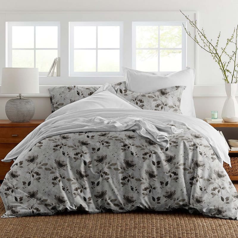 Pointehaven Night Garden 300TC Digital Print Soft Cotton Duvet Set - Night Garden - Full - Queen
