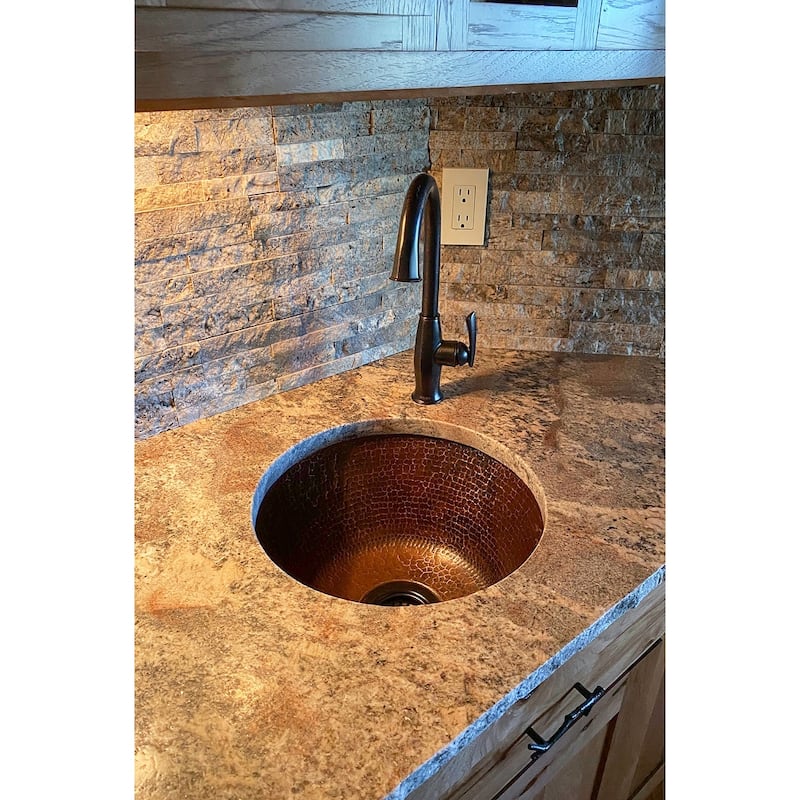 16-in Round Hammered Copper Prep Sink w/ 3.5-in Drain Opening (BR16DB3)