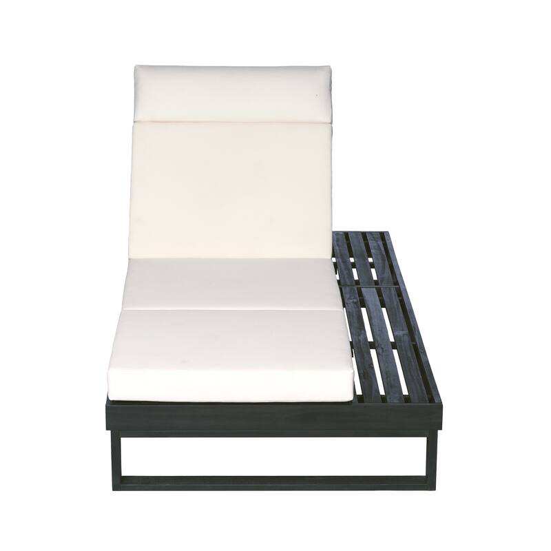Christopher Knight Home - Modern Outdoor Acacia Wood Chaise Lounge with 4-Position Adjustable Backrest & 4-Fold Cushion