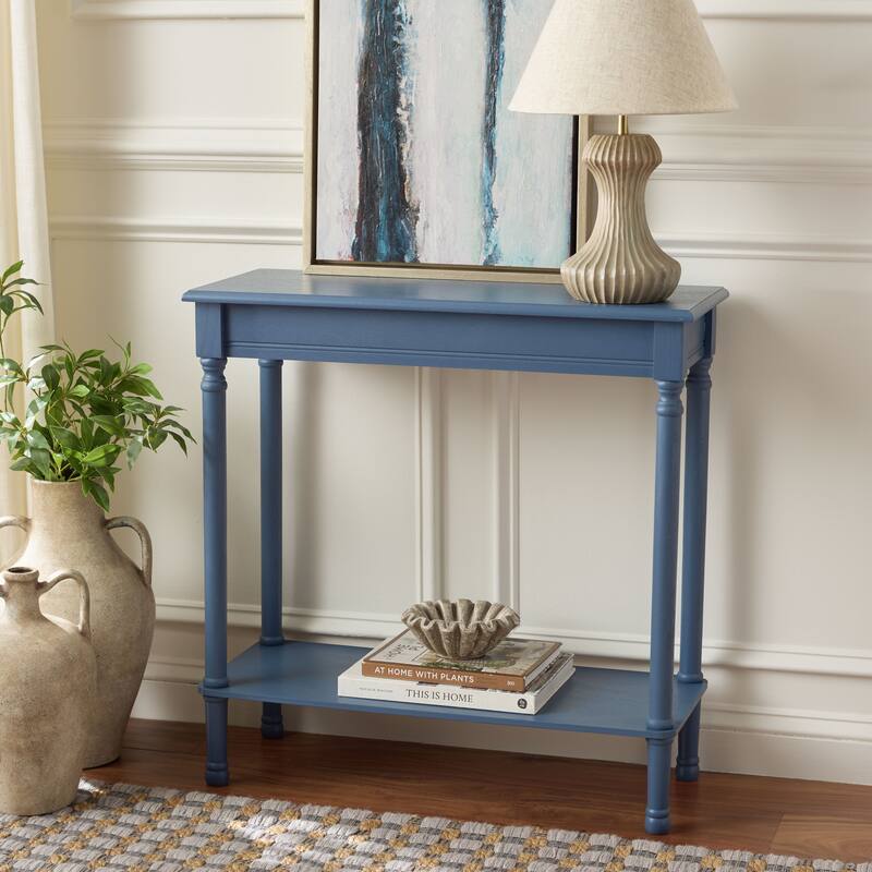 SAFAVIEH Vicy Rectangular Console Table - 28" W x 11.8" L x 28" H - 28"W x 12"D x 28"H - Blue