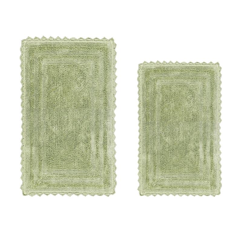 Better Trends Bath Rugs Set 100% Cotton Soft & Water Absorbent Tufted Bathroom Rug for Shower, Sink Bath Mats Lilly Crochet - 2 Piece Set (21" x 34" | 24" x 40") - Sage