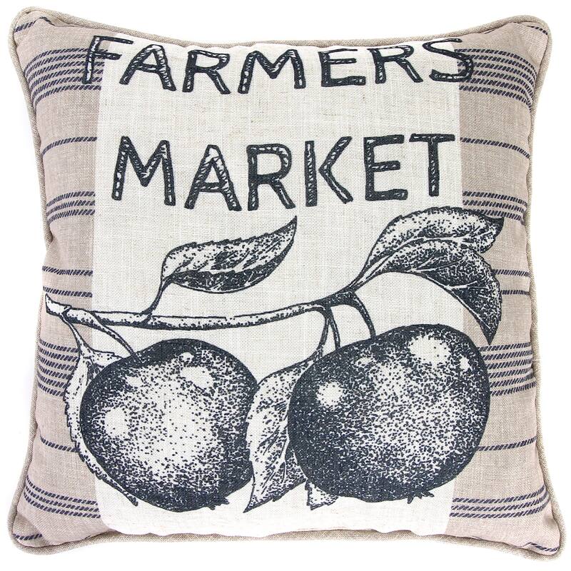 20" x 20" Novelty Reversible Indoor Throw Pillow with Welt - Farmers Market