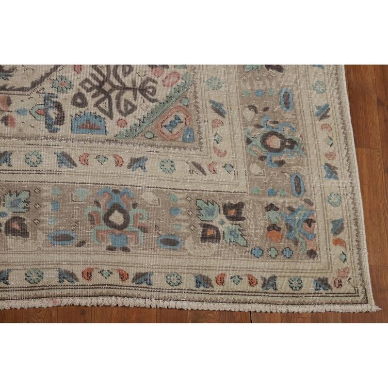 Geometric Tabriz Persian Area Vintage Rug Handmade Wool Carpet - 7'10"x 11'1"