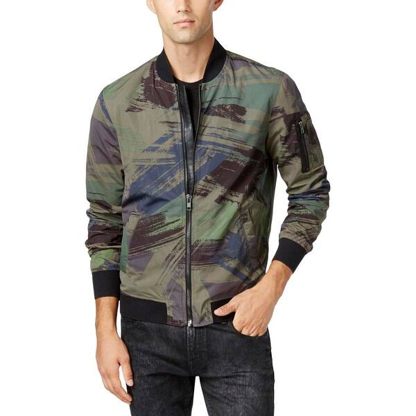 Shop Guess Mens Bomber Jacket Camouflage Zipper L Overstock 20229170