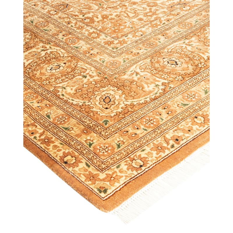 Overton Handknotted Wool Traditional Oriental Brown Area Rug - 6' x 9'