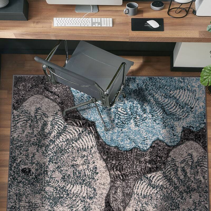 World Rug Gallery Contemporary Floral Design Black Area Rug
