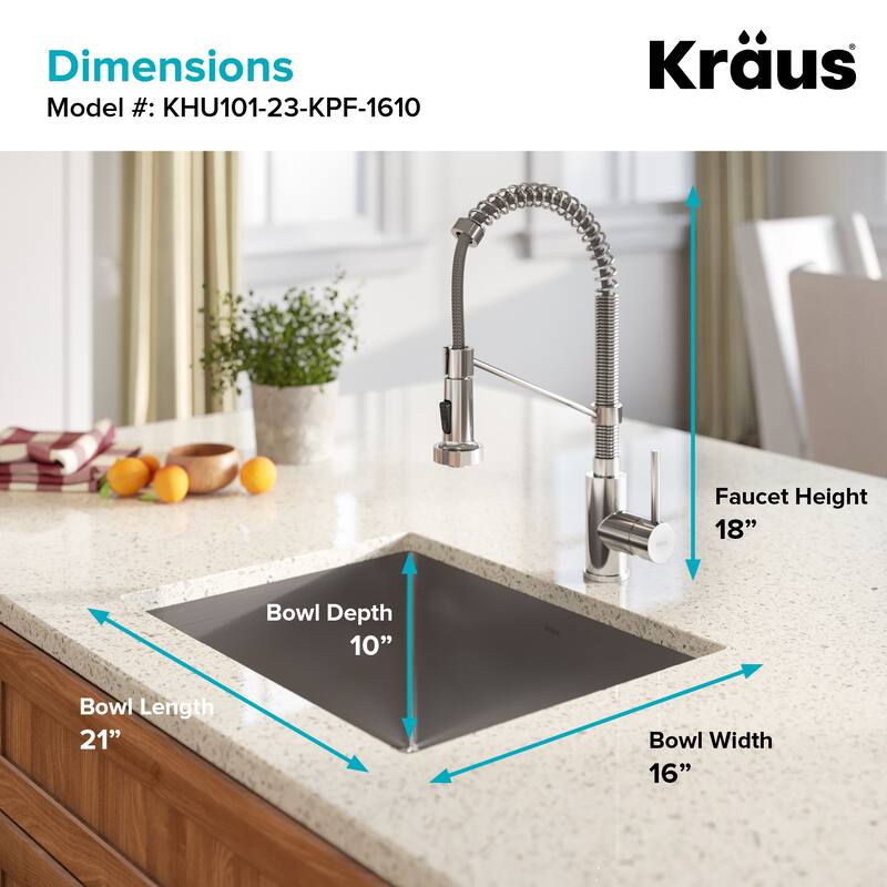 Kraus 3-in-1 Set Undermount Kitchen Sink, Pulldown Faucet, Dispenser