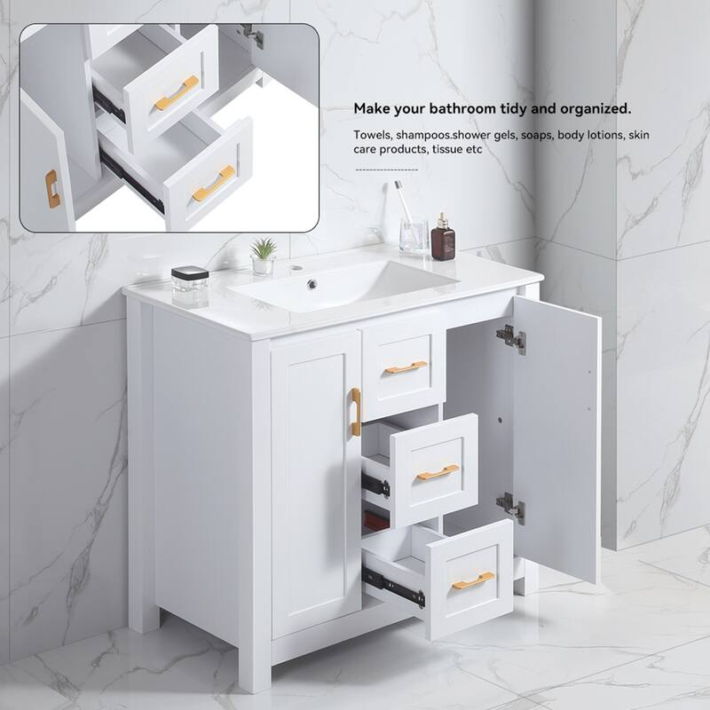 36"Freestanding Bathroom Vanity with Ceramic Sink