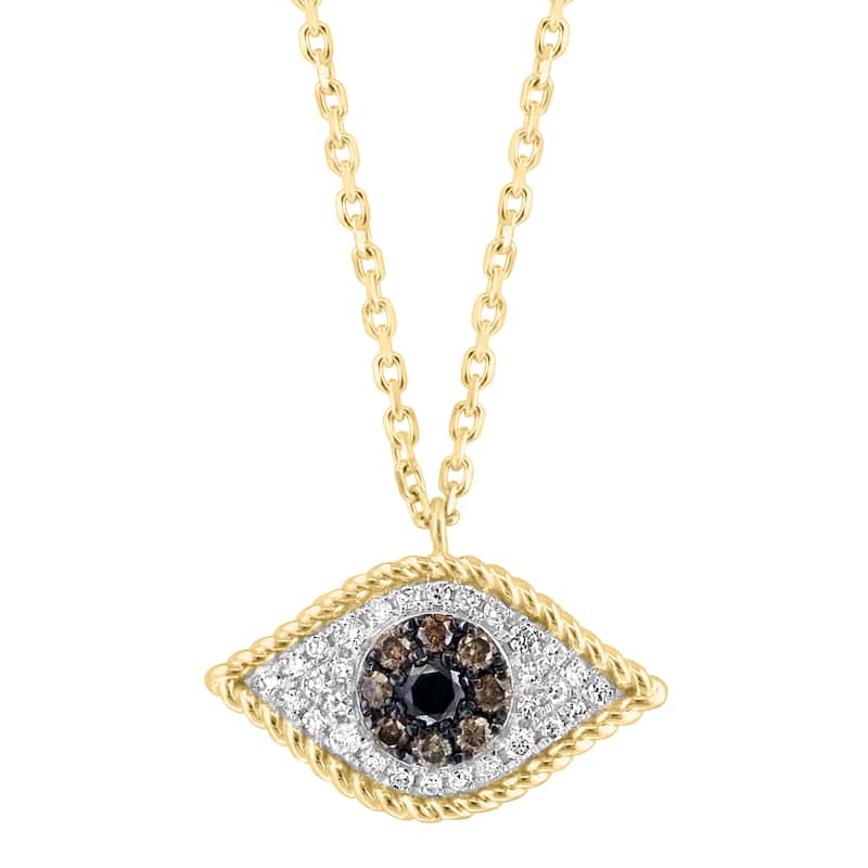 Effy Women's 14K Yellow Gold Diamond,Black Diamond,Espresso Diamond Evil Eye Necklace