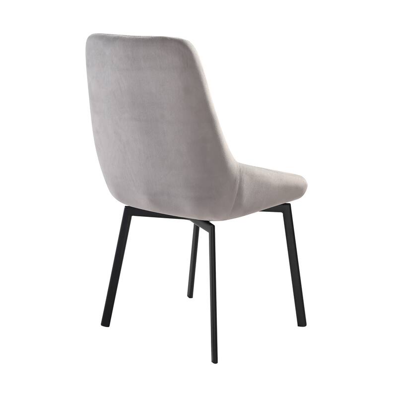 Jeny 22 Inch Swivel Dining Chair Set of 2, Gray Polyester, Black Legs