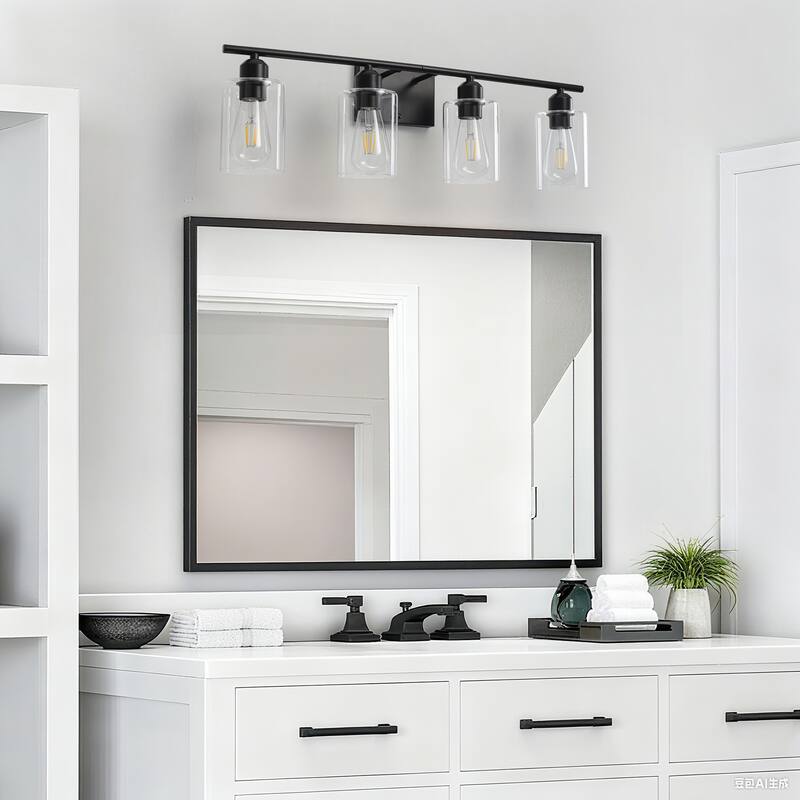 4-Light Modern Dimmable Vanity Light with Clear Glass Shade