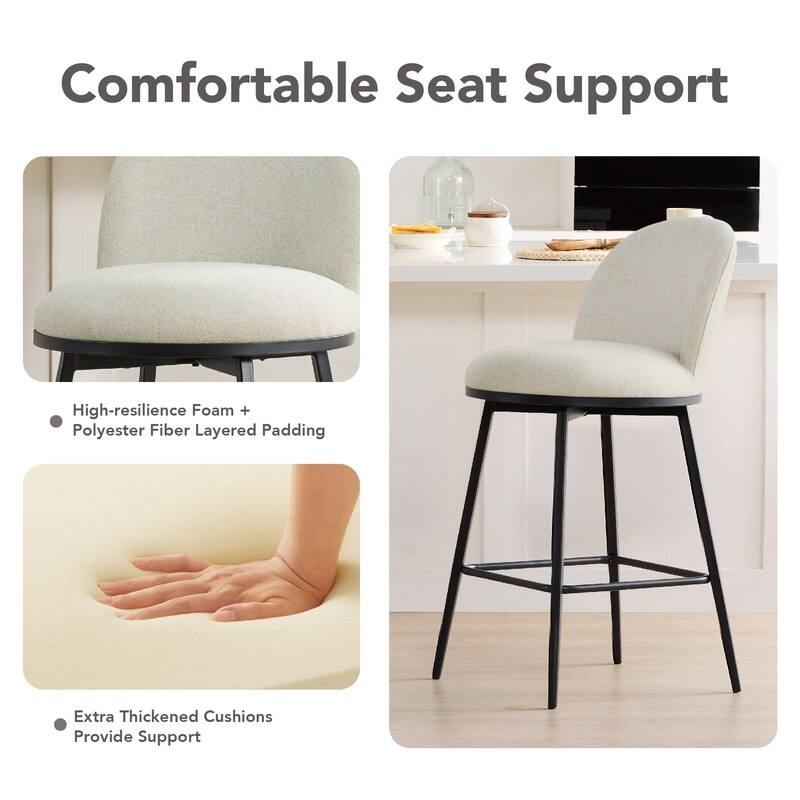 Beverly Swivel Counter Bar Stool Set 26 in Barstools with Metal Frame
