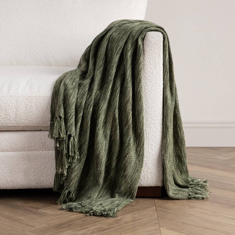 Villa by Classic Home Sharma 100% Cotton Linen 50x70 Throw Blanket - Green