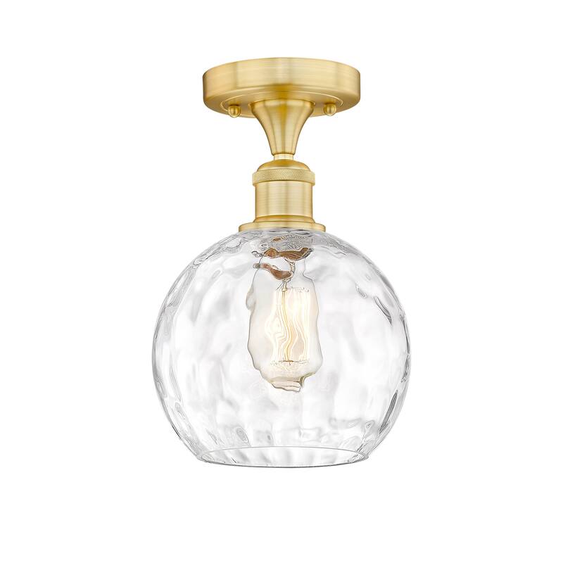 Innovations Lighting 616-1F-11-8 Athens Water Glass Semi-Flush Athens - Satin Gold / Clear Water Glass