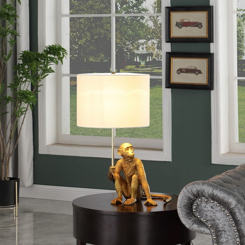25.50" In Golden Monkey Holding Polyresin Table Lamp