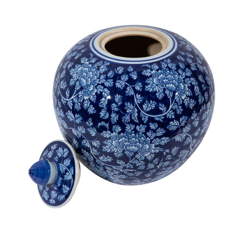 Blue Peony Vine Melon Jar