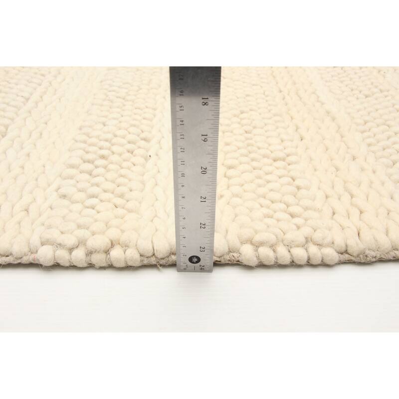 ECARPETGALLERY Braid weave Sienna Cream Wool Rug - 5'1 x 6'11