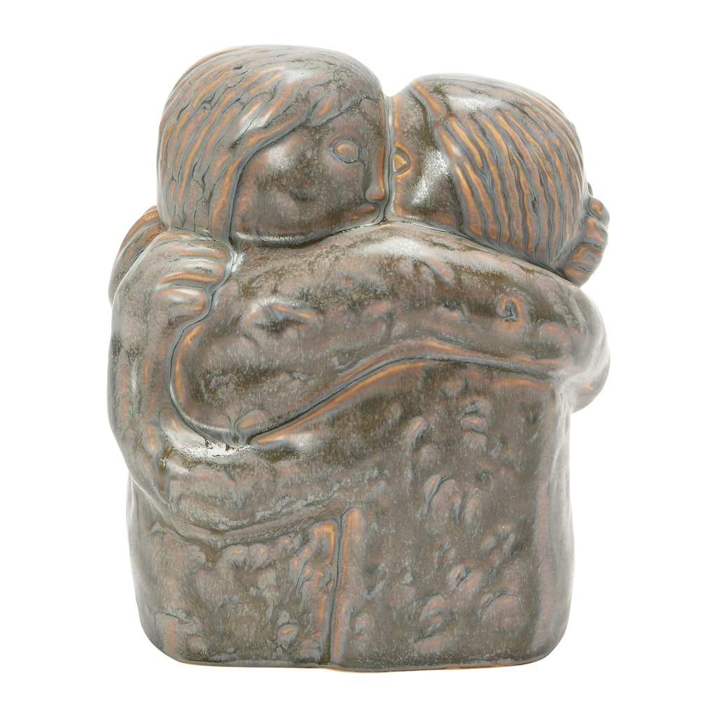 Stoneware Hugging Figures, Reactive Glaze