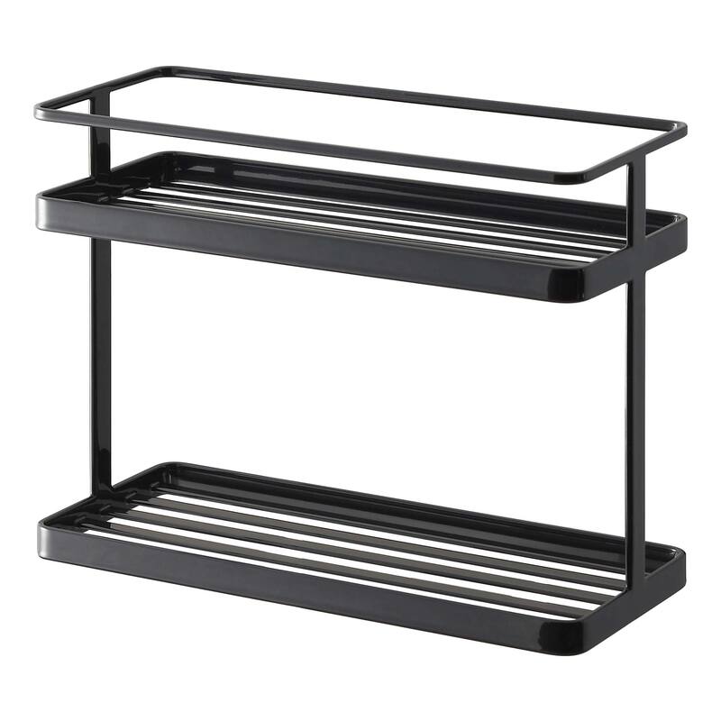 Yamazaki Home Countertop Organizer Rack, Steel, Holds 13 lbs - L 4.72 x W 11.02 x H 8.27 inches - Black