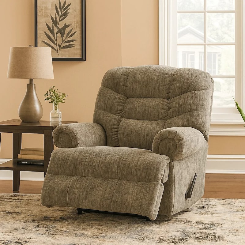 Mikey Manual Recliner Chair, Zero Wall, Plush Taupe Polyester Velvet