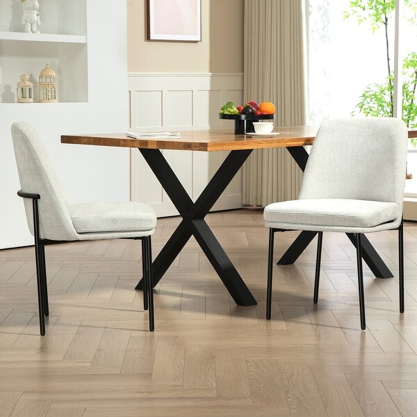 Set of 2 Belindo Gray Fabric Dining Chair with Black Metal Legs Grey