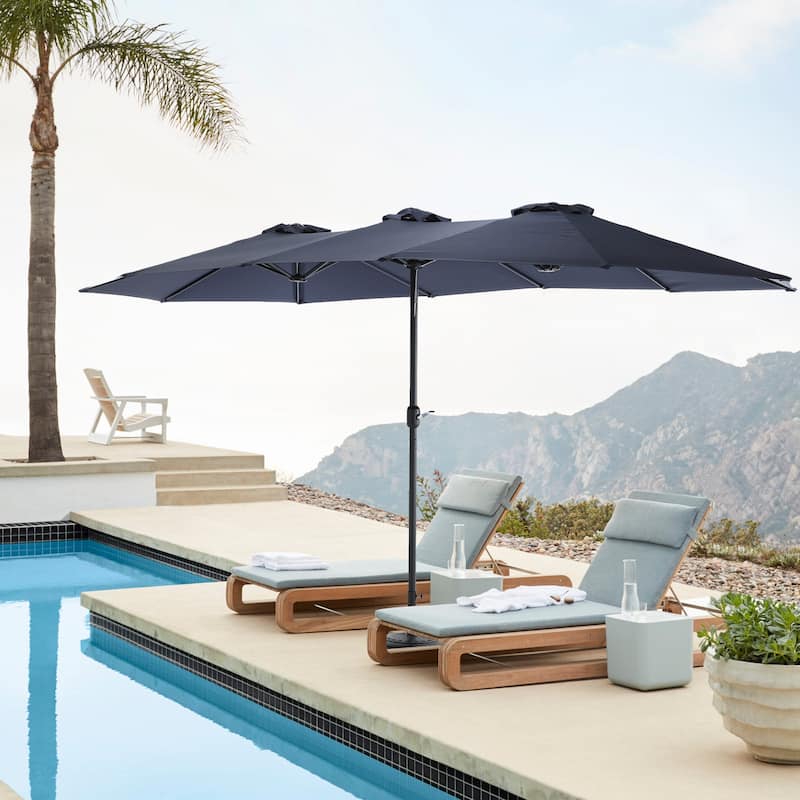 HOMEFUN 14.8 Ft Double Sided Outdoor Umbrella Rectangular Large with Crank