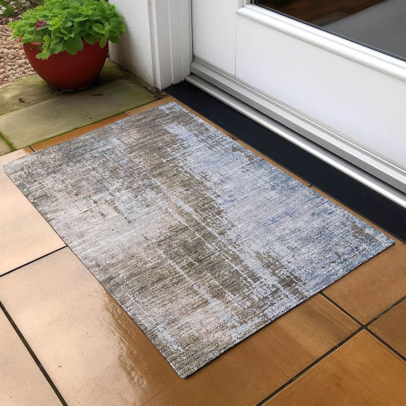 Machine Washable Indoor/ Outdoor Chantille Modern Ombre Rug - Brown - 1'8" x 2'6"